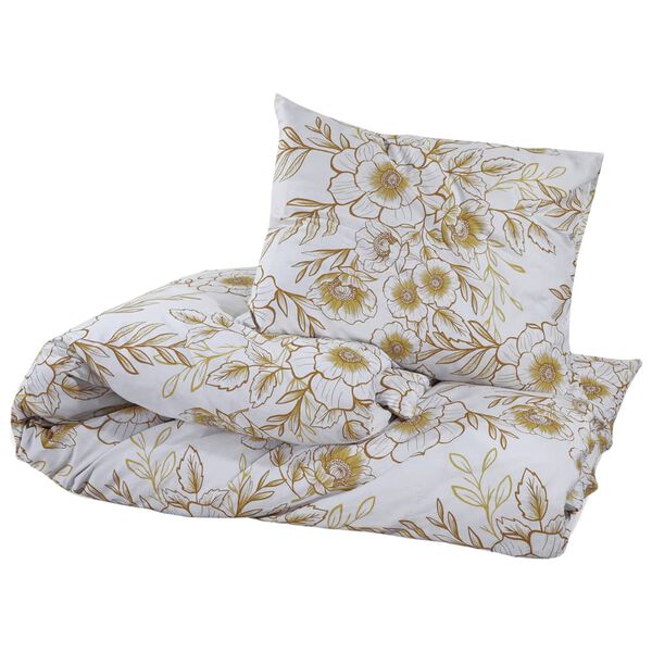 vidaXL Ensemble de housse de couette blanc et marron 260x240 cm Coton
