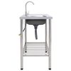 vidaXL &Eacute;vier de camping Seul lavabo avec robinet Acier inoxydable