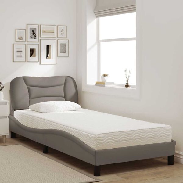 vidaXL Lit avec matelas Hvar taupe 90x200 cm tissu