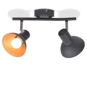 vidaXL Plafonnier pour 2 ampoules E27 Noir et dor&eacute;