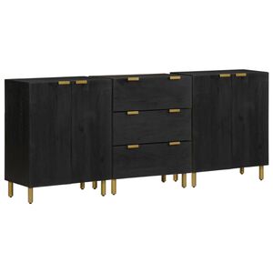 vidaXL Buffets 3 pcs noir bois d'ing&eacute;nierie