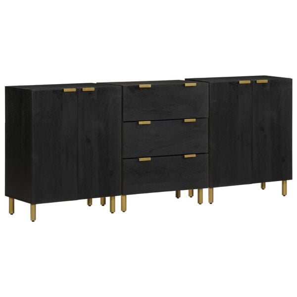 vidaXL Buffets 3 pcs noir bois d'ingénierie