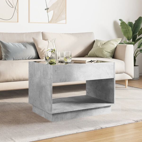 vidaXL Table basse avec LED infini gris b&eacute;ton 70x50x50 cm