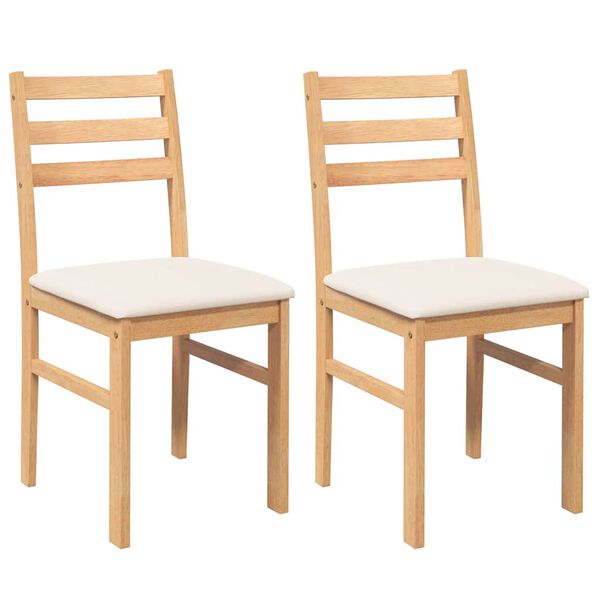 vidaXL Chaises &agrave; manger coussins 2 pcs bois massif caoutchouc