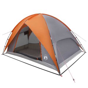 vidaXL Tente de camping avec un abri imperm&eacute;able D&ocirc;me Gris et orange