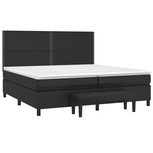 vidaXL Sommier &agrave; lattes de lit avec matelas Noir 200x200 cm Similicuir