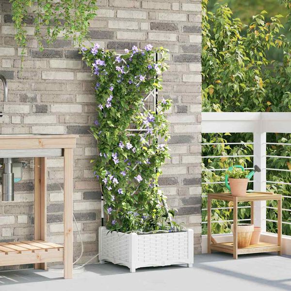 vidaXL Cache-pot de jardin Blanc 40 x 40 x 126 cm Acier