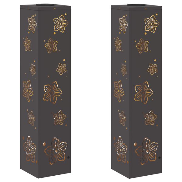 vidaXL Lumi&egrave;re de chemin LED solaire 2 pcs Noir Acier lamin&eacute; &agrave; froid