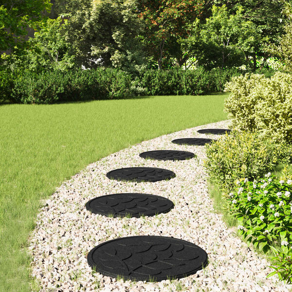 vidaXL Pierre de marchage 6 pcs Noir &Oslash; 44 x 2 cm Caoutchouc