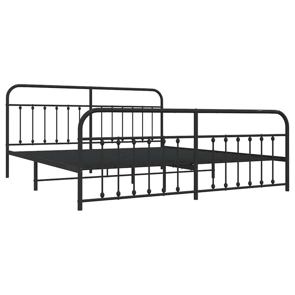 vidaXL Cadre de lit m&eacute;tal sans matelas avec pied de lit noir 200x200cm