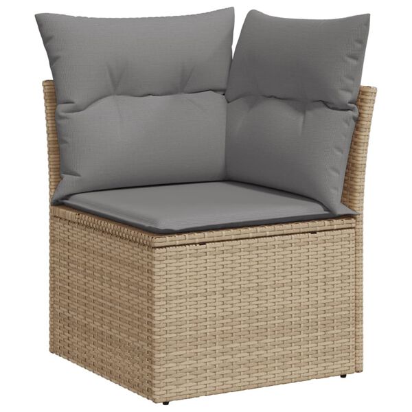 vidaXL Salon de jardin avec coussins 9 pcs beige r&eacute;sine tress&eacute;e