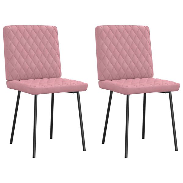 vidaXL Chaises &agrave; manger lot de 2 Rose Velours
