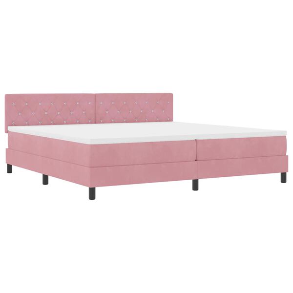 vidaXL Lit &agrave; ressorts avec matelas Rose 200 x 200 cm Velours