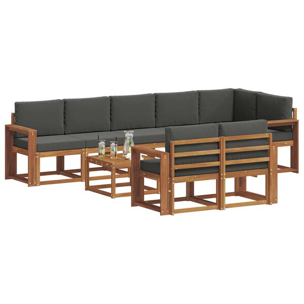 vidaXL Ensemble de canap&eacute;s d'ext&eacute;rieur 9 pcs Naturel et Anthracite