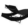 vidaXL Chaise longue 2 pcs et table Résine tressée et textilène Noir