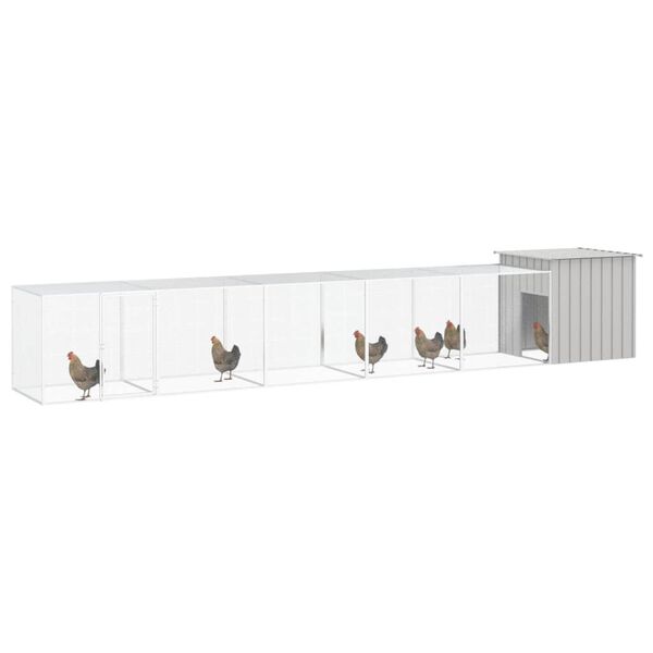 vidaXL Cage pour poules Gris 600x91x100 cm Acier galvanis&eacute;