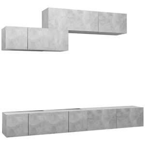 vidaXL Ensemble de meubles TV 6 pcs Gris b&eacute;ton Bois d'ing&eacute;nierie