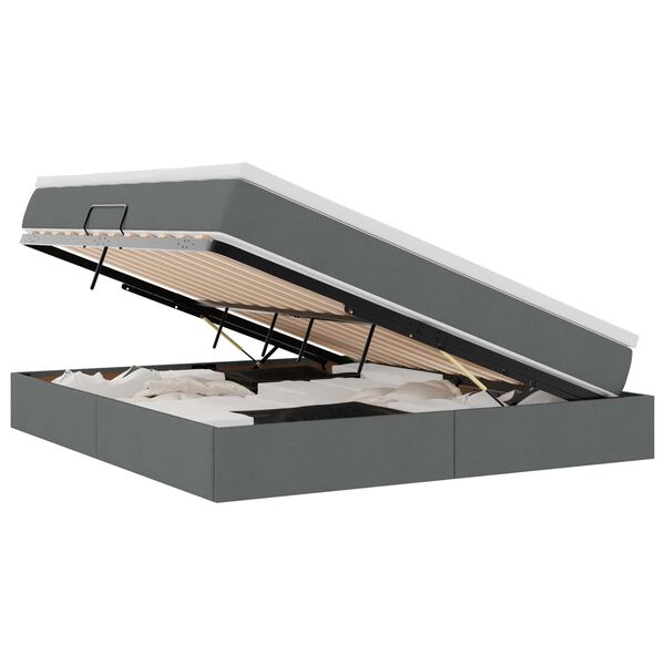 vidaXL Lit avec rangement et matelas Gris fonc&eacute; 180 x 200 cm Polyester