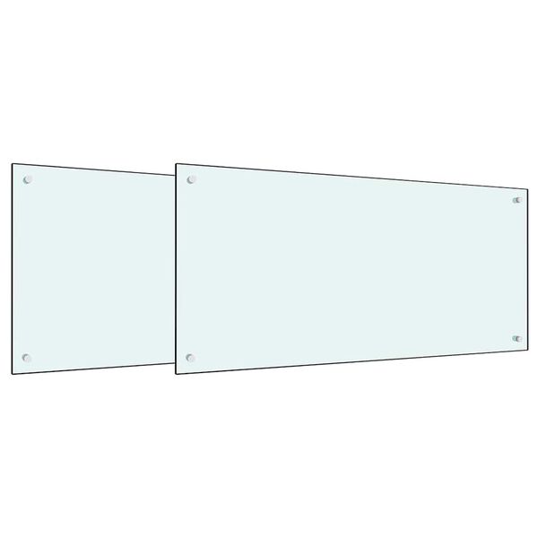 vidaXL Protection de cuisine 2 pcs Blanc 100 x 50 cm verre tremp&eacute;