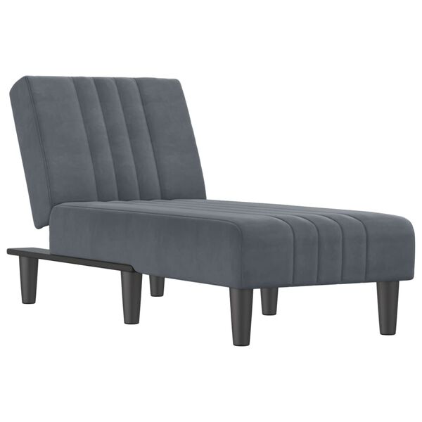 vidaXL Chaise longue gris fonc&eacute; velours