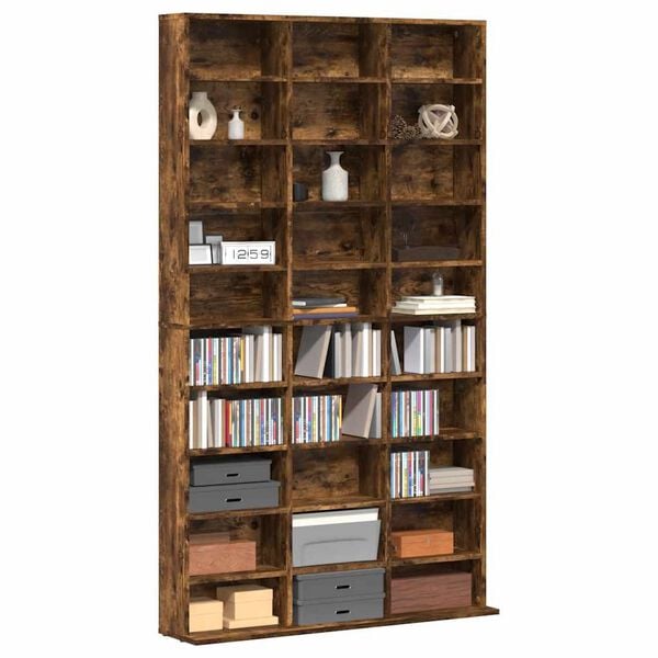 vidaXL Armoire &agrave; CD Ch&ecirc;ne fum&eacute; 102x23x177,5 cm Bois d'ing&eacute;nierie