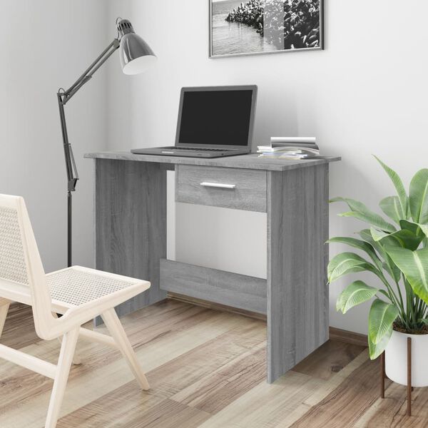 vidaXL Bureau Sonoma gris 100x50x76 cm Bois d'ing&eacute;nierie