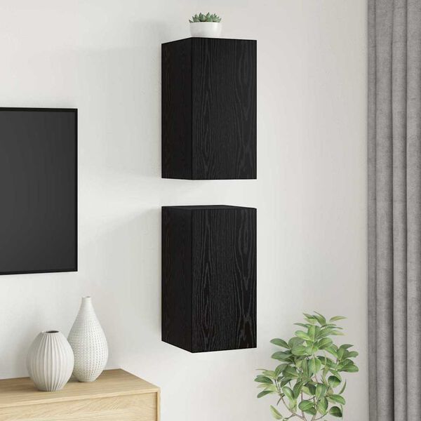 vidaXL Meuble TV mural 2 pcs Chêne noir 30,5 x 30 x 60 cm