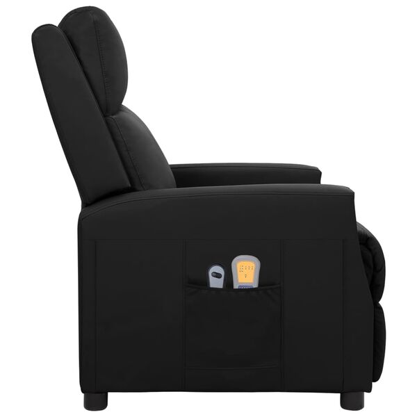 vidaXL Fauteuil électrique de massage Noir Similicuir