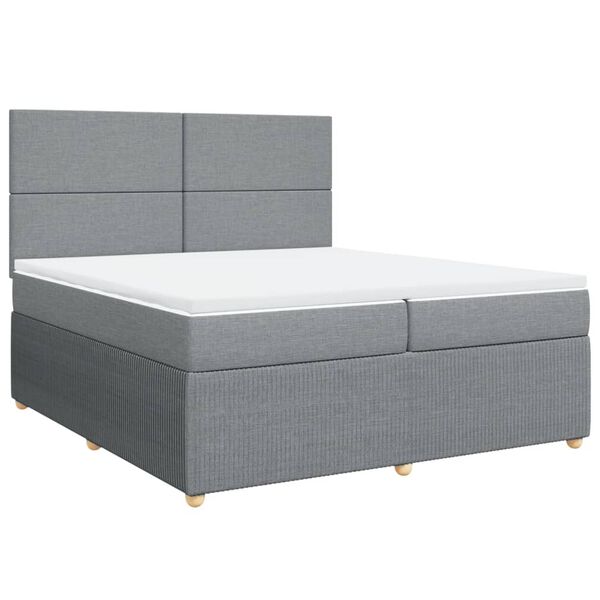 vidaXL Sommier &agrave; lattes de lit avec matelas Gris clair 200x200cm Tissu