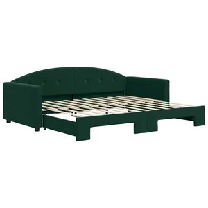 vidaXL Lit de jour avec gigogne sans matelas vert fonc&eacute; 90x200 cm