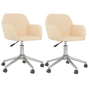 vidaXL Chaises pivotantes &agrave; manger lot de 2 Cr&egrave;me Tissu