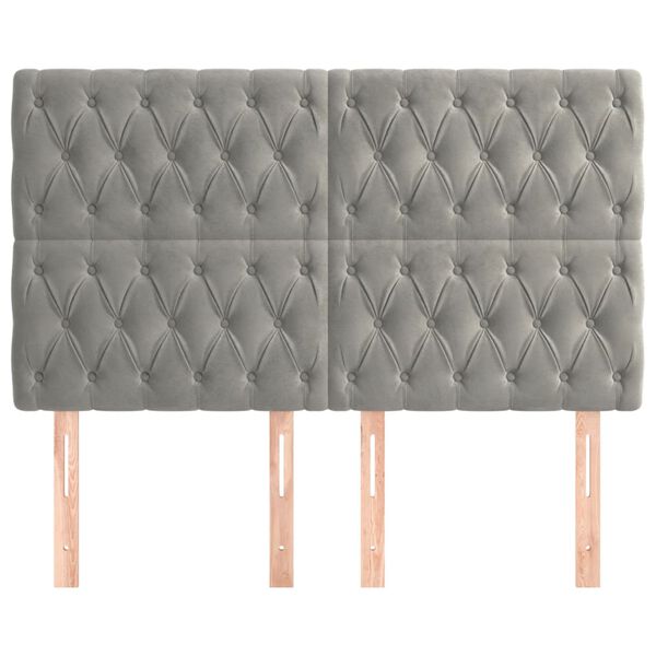 vidaXL T&ecirc;te de lit Gris clair 144 x 7 x 118/128 cm Velours