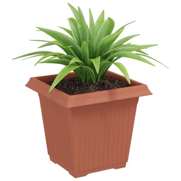 vidaXL Pot de Fleurs Carr&eacute; 24 pcs Rouge brique 16 x 16 x 14 cm