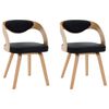 vidaXL Chaises &agrave; manger lot de 2 noir bois courb&eacute; et similicuir