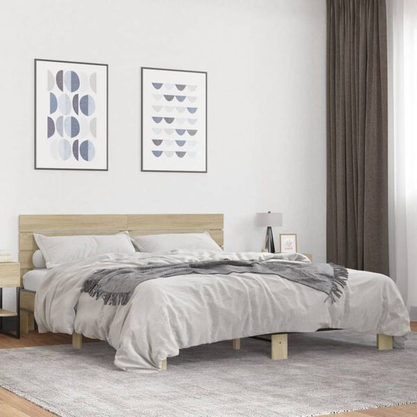 vidaXL Cadre de lit sans matelas ch&ecirc;ne sonoma 180x200 cm