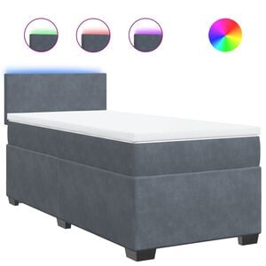 vidaXL Sommier &agrave; lattes de lit et matelas Gris fonc&eacute; 80x200 cm Velours