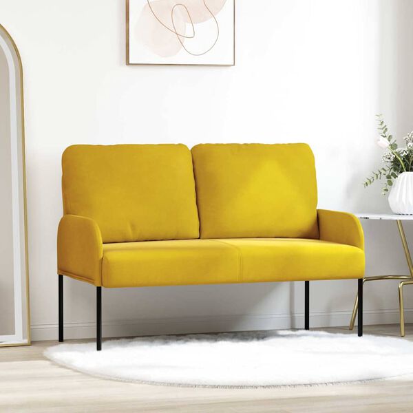 vidaXL Canap&eacute;s avec coussin 110cm Jaune Contreplaqu&eacute;