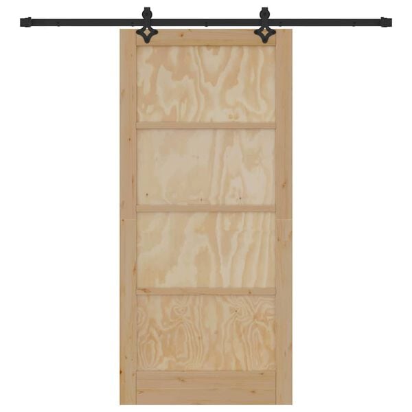 vidaXL Porte coulissante Naturel et Noir 93 x 202 cm Pin massif