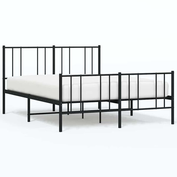 vidaXL Cadre de lit m&eacute;tal sans matelas avec pied de lit noir 160x200cm
