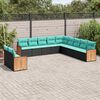 vidaXL Salon de jardin 11 pcs avec coussins noir résine tressée