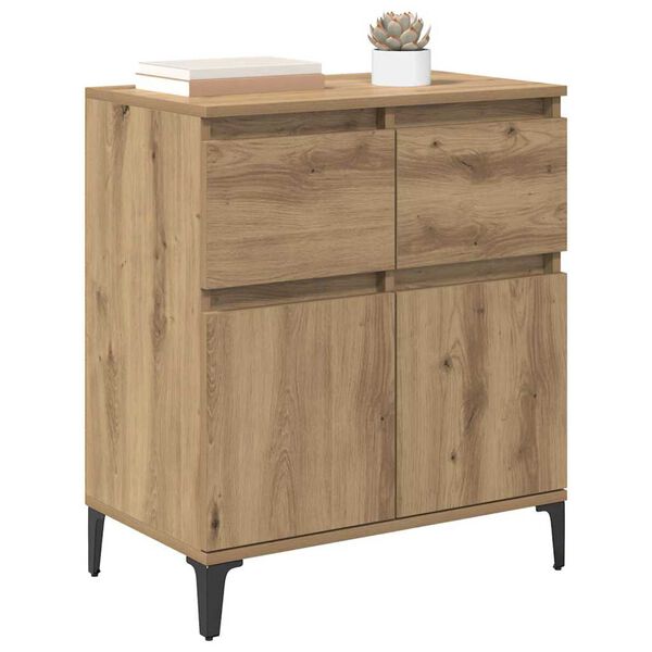vidaXL Buffet Ch&ecirc;ne artisanal 60 x 35 x 70 cm Bois d'ing&eacute;nierie et fer