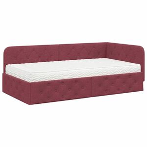 vidaXL Cadre de lit d'angle avec matelas Bordeaux 100 x 200 cm tissu