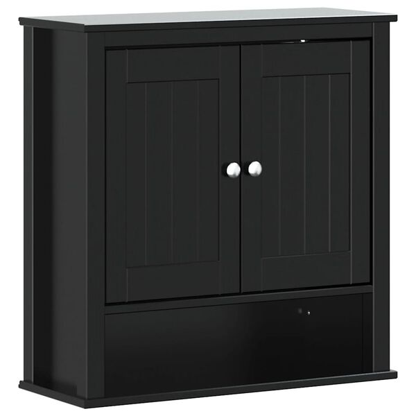 vidaXL Armoire murale de salle de bain BERG noir bois massif