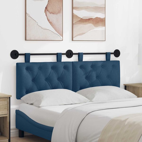 vidaXL T&ecirc;te de lit suspendue Montage mural Bleu 150 x 55 x 7 cm tissu