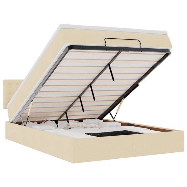 vidaXL Lit ottoman avec matelas cr&egrave;me 140x200 cm tissu
