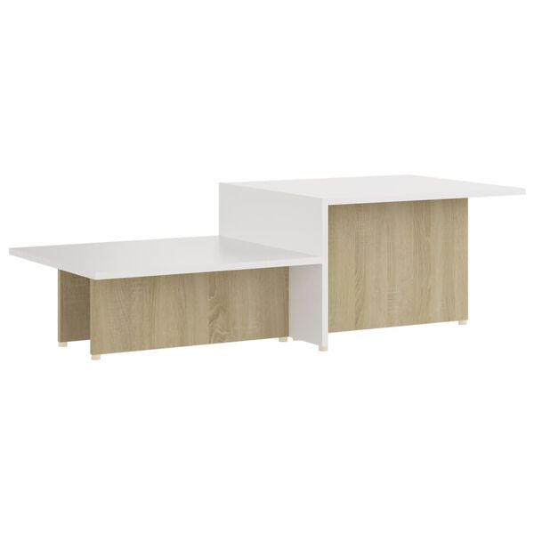 vidaXL Table basse Chêne sonoma blanc 111,5x50x33 cm Bois d'ingénierie