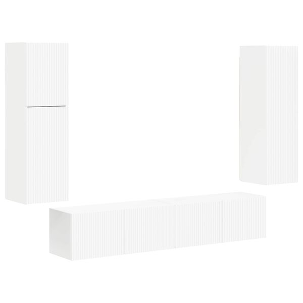 vidaXL Ensemble meuble TV Montage mural 4 pcs Blanc Bois d'ing&eacute;nierie