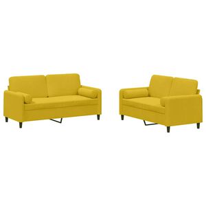 vidaXL Ensemble de canap&eacute;s 2 pcs avec coussins jaune velours