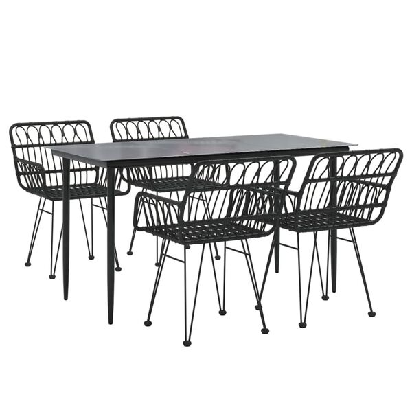 vidaXL Ensemble &agrave; manger de jardin 5 pcs Noir R&eacute;sine tress&eacute;e