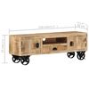 vidaXL Meuble TV avec roues 110x30x37 cm Bois de manguier brut